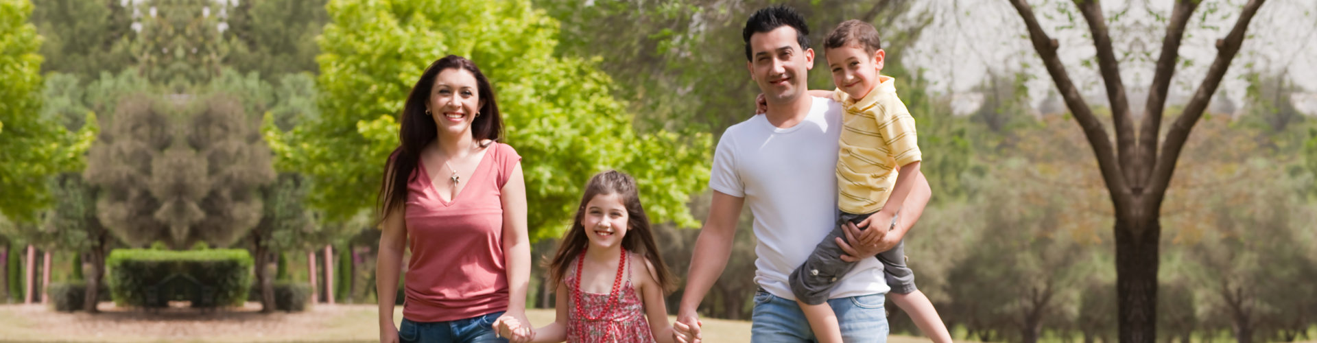 Family playing in the park